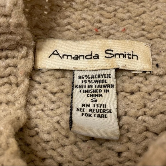 Vintage 90’s Chunky Knit Wool Blend Sweater Vest Women’s Small Tan Boho Indie - Picture 2 of 5